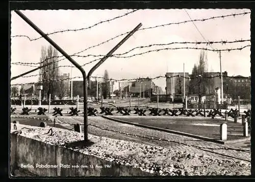 AK Berlin, Grenze am Potsdamer Platz nach dem 13.8.1961