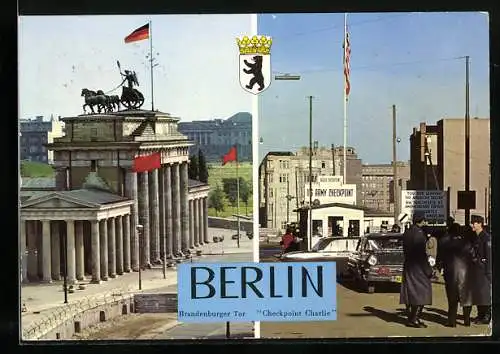 AK Berlin, Grenze am Brandenburger Tor und am Checkpoint Charlie