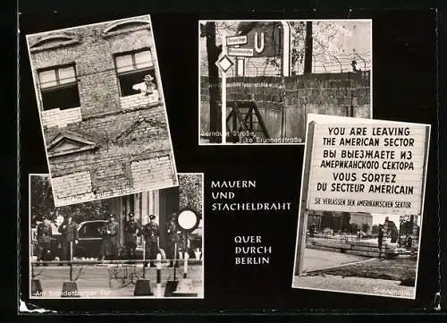 AK Berlin, Mauer am Brandenburger Tor, Bernauer Strasse Ecke Brunnenstrasse