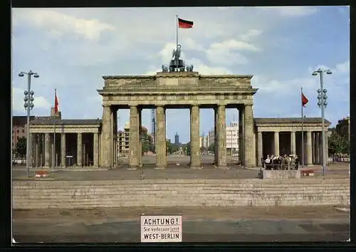 AK Berlin, Brandenburger Tor zu Zeit der Mauer