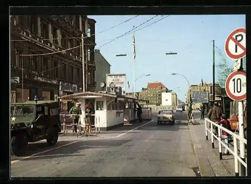 AK Berlin, Ausländerübergang an der Grenze in der Friedrichstrasse