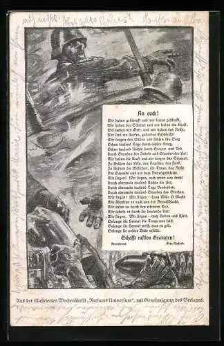 Künstler-AK Nationalistisches Gedicht