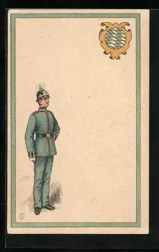 AK Bayerischer Infanterie-Soldat in Uniform mit Pickelhaube