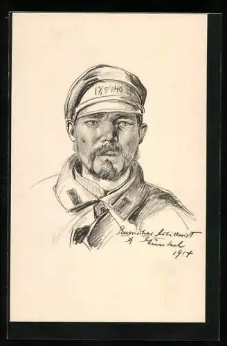 Künstler-AK russischer Kriegsgefangener 1914