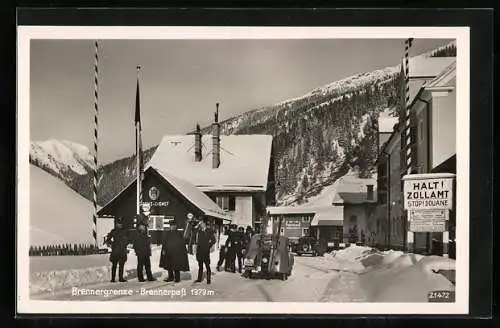 AK Grenze auf dem Brennerpass im Winter