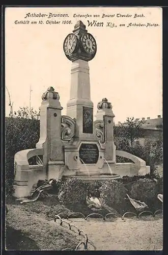 AK Wien, Arthaber-Platz, Arthaber-Brunnen von T. Bach, enthüllt am 10.10.1906