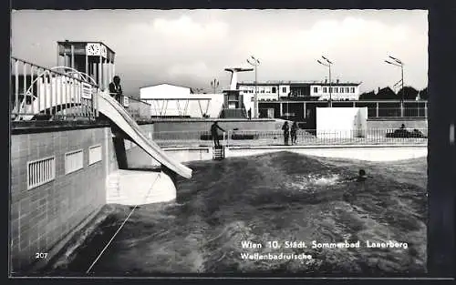 AK Wien, Städtisches Sommerbad Laaerberg, Wellenbadrutsche