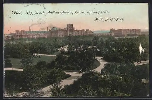 AK Wien, K. u. k. Artillerie-Arsenal, Kommandantur-Gebäude, Maria Josefa-Park