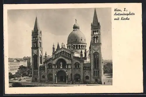 AK Wien, Antoniusplatz mit Kirche