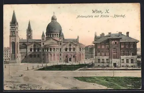 AK Wien, Antonsplatz mit Kirche und Pfarrhof