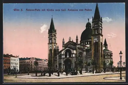 AK Wien, Antons-Platz mit Kirche zum heil. Antonius von Padua