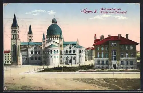 AK Wien, Antonsplatz mit Kirche und Pfarrhof