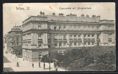 AK Wien, Eugen-Platz mit Bürgerschule