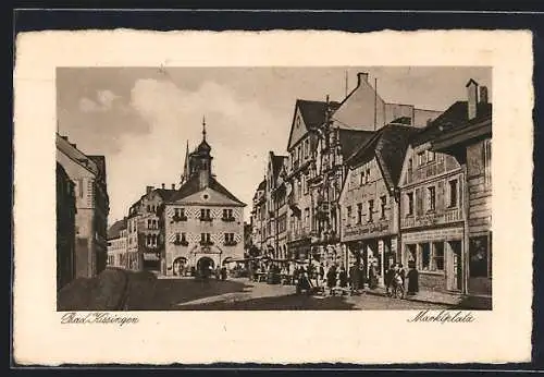 AK Bad Kissingen, Marktplatz mit Geschäften und Rathaus