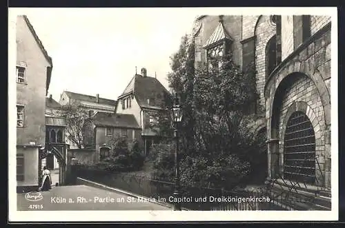 AK Köln a. Rh., Partie an St. Maria im Capitol und Dreikönigenkirche