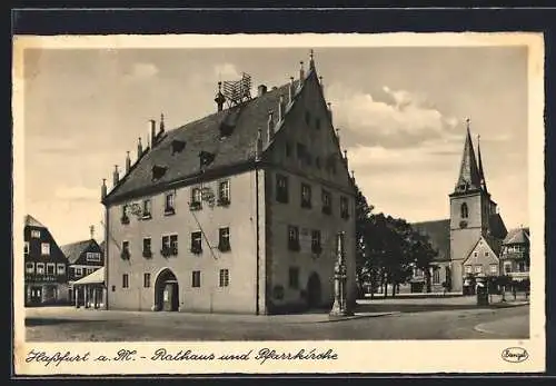 AK Hassfurt a. M., Rathaus und Pfarrkirche