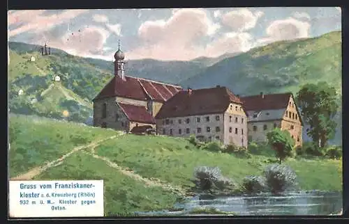 Künstler-AK Bischofsheim / Rhön, Franziskanerkloster a. d. Kreuzberg