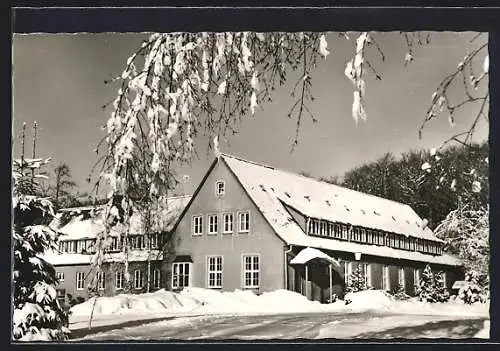 AK Bischofsheim /Rhön, Jugendherberge Bauersberg im Schnee