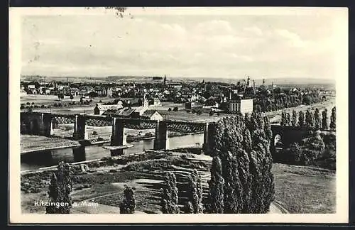 AK Kitzingen a. Main, Teilansicht mit Brücke