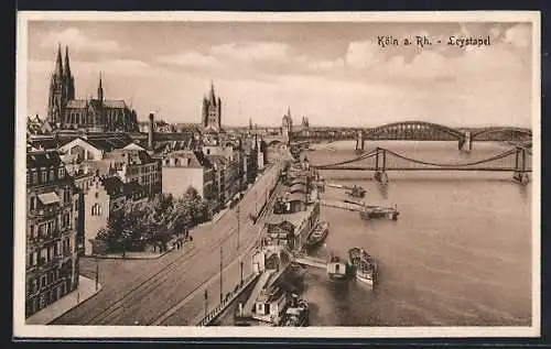 AK Köln a. Rh., Leystapel mit Dom
