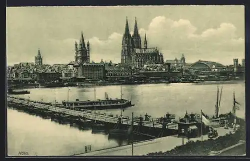AK Köln, Rheinpartie mit Dom