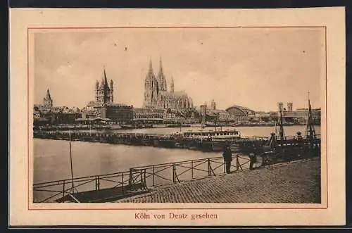 AK Köln, Totalansicht mit Dom von Deutz gesehen