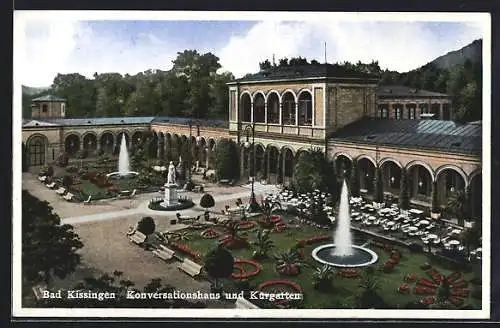 AK Bad Kissingen, Springbrunnen im Kurgarten beim Konversationshaus