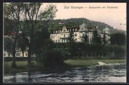 AK Bad Kissingen, Saalepartie mit Hotel Fürstenhof