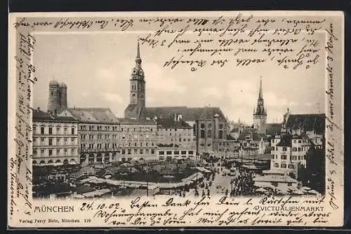 AK München, Stadtleben auf dem Victualienmarkt