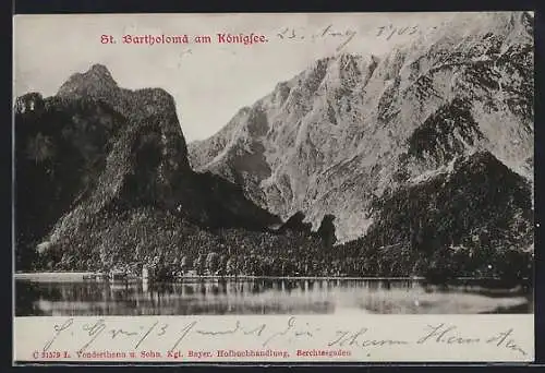 AK St. Bartholomä am Königsee, Blick über das Wasser