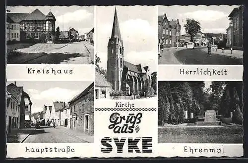 AK Syke, Hauptstrasse, Kreishaus, Ehrenmal