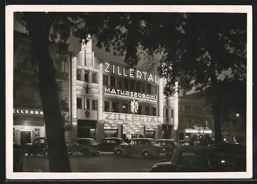 AK Hamburg-St. Pauli, Gasthaus Zillertal bei Nacht