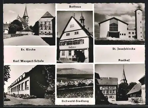 AK Illingen /Württ., Karl Wengert-Schule, Posthof, Rathaus