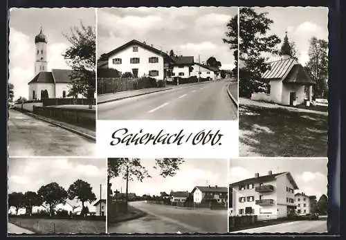 AK Sauerlach /Obb., Strassenpartie, Kapelle, Kirche