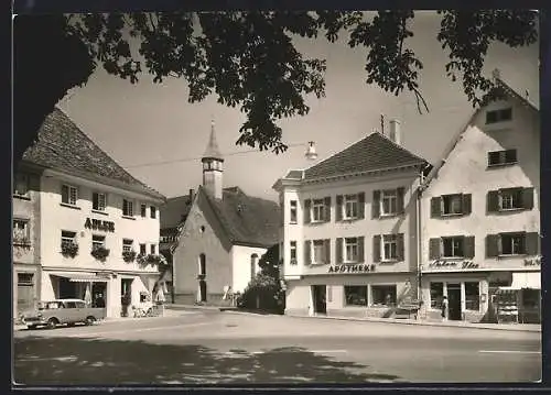 AK Messkirch, Adlerplatz mit Gasthaus Adler und Apotheke