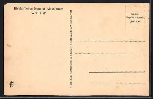 AK Werl i. W., Bischöfliches Konvikt Aloysianum, Studiersaal