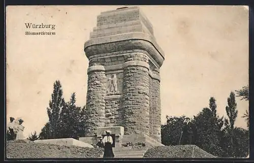 AK Würzburg, Blick auf den Bismarckturm