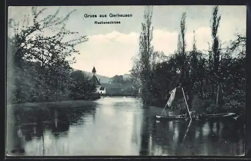 AK Gerhausen, Ruckenschloss mit Uferpartie
