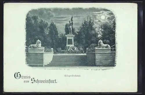 AK Schweinfurt, Kriegerdenkmal bei Vollmond
