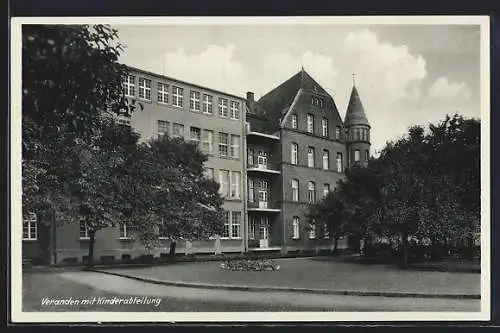 AK Werl /Soest, Mariannen-Hospital, Veranden mit Kinderabteilung
