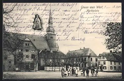 AK Werl, Kirche am Marktplatz