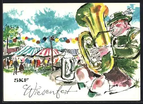 Künstler-AK Schweinfurt, Tubaspieler auf dem Wiesenfest