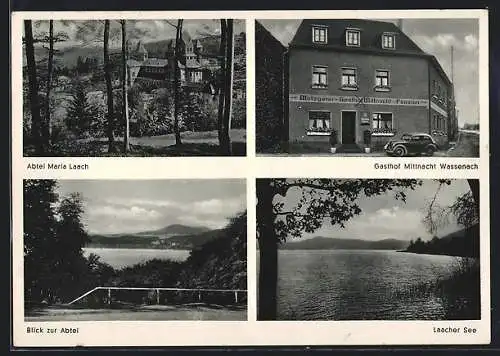 AK Wassenach am Laacher See, Gasthof und Pension Hugo Mittnacht, Abtei Maria Laach, Laacher See