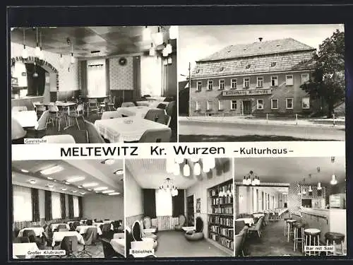 AK Meltewitz /Wurzen, Kulturhaus nit Gaststube und Bibliothek