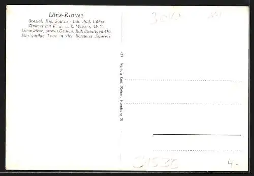 AK Borstel / Bispingen, Gasthaus Löns-Klause, Aussen & Innen