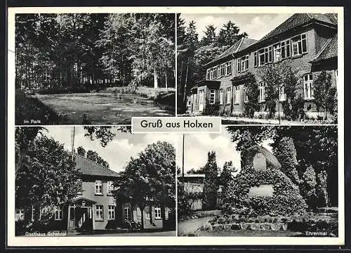 AK Holxen, Gasthaus Scheidel, Ehrenmal