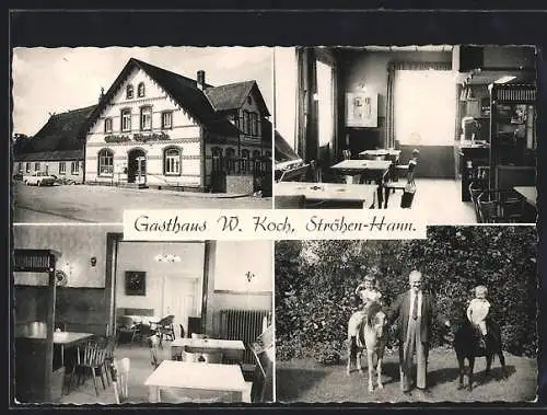 AK Ströhen /Hann., Gasthaus Wilhelm Koch mit Innenansicht