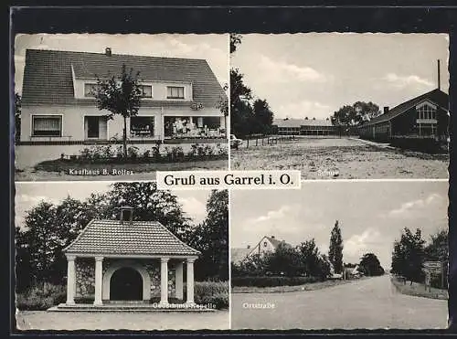 AK Garrel i. O., Kaufhaus B. Rolfes, Schule, Ortstrasse