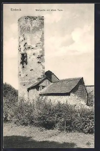 AK Einbeck, Wallpartie mit altem Turm