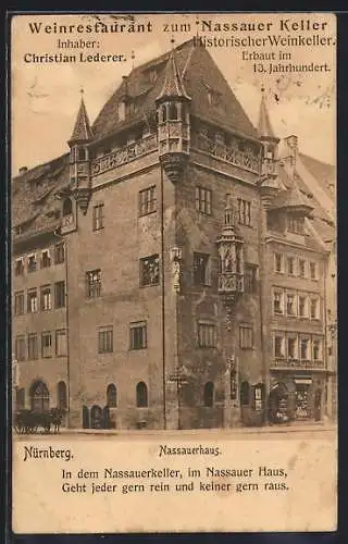 AK Nürnberg, Ortsansicht mit Nassauerhaus, Ecke Königstrasse